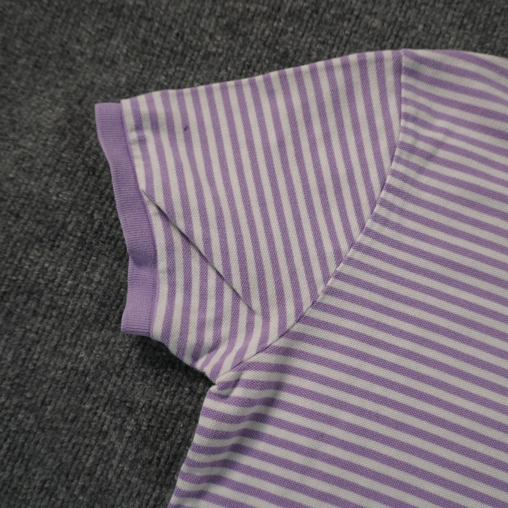 Polo Ralph Lauren Polo Shirt Mens Large Purple Striped Custom Fit Short Sleeve